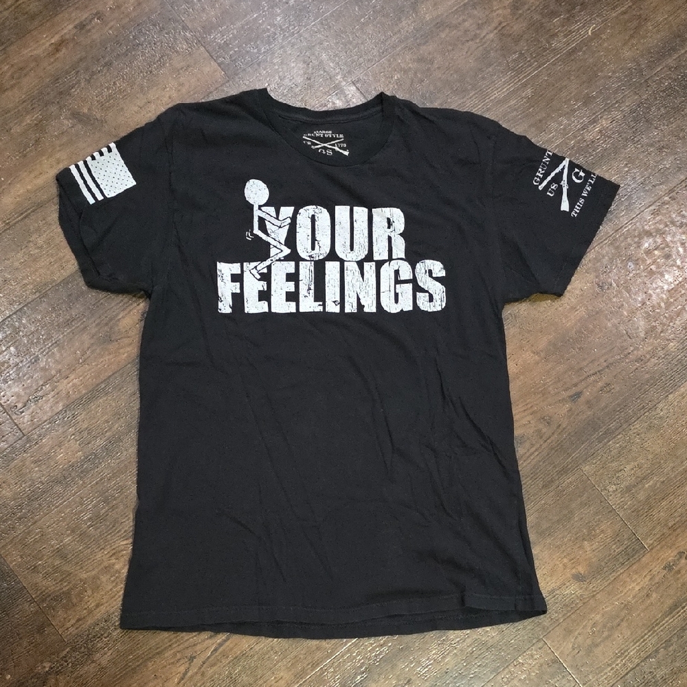 Grunt Style Black Tee with Cream Graphic